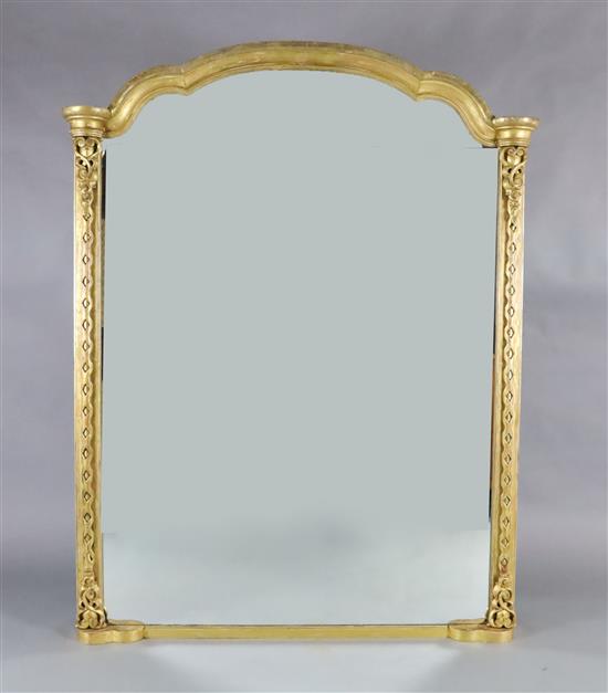 A Victorian giltwood overmantel mirror, W.4ft 9in. H.6ft 1in.